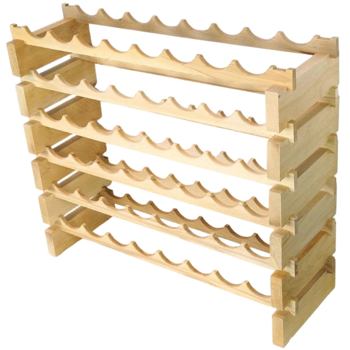 (8 Bottles Per Row) Beech Wood Modular Wine Holder Rack Stackable