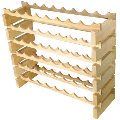 (8 Bottles Per Row) Beech Wood Modular Wine Holder Rack Stackable