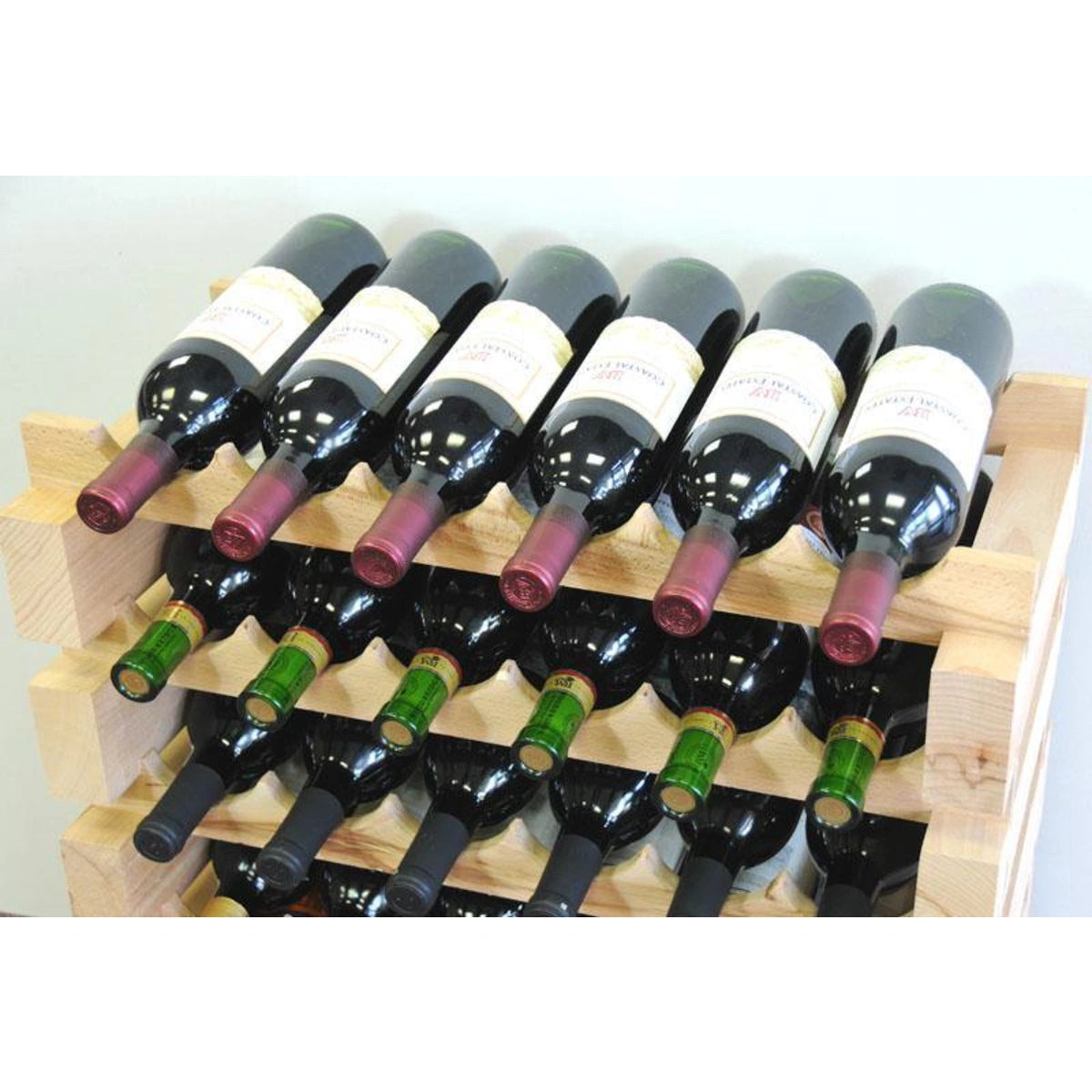 (8 Bottles Per Row) Beech Wood Modular Wine Holder Rack Stackable