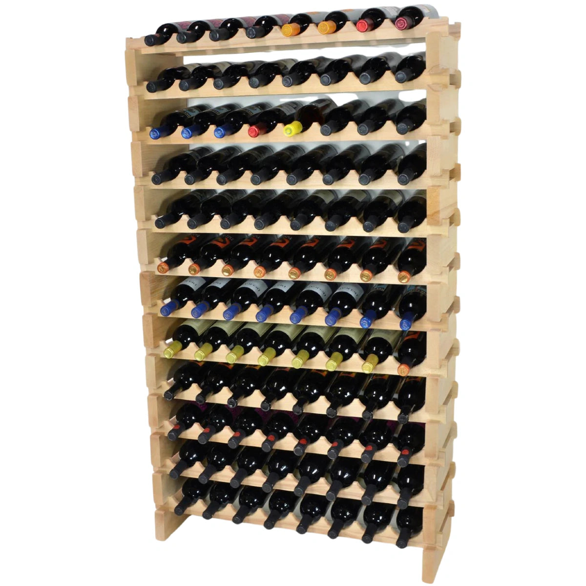 (8 Bottles Per Row) Beech Wood Modular Wine Holder Rack Stackable