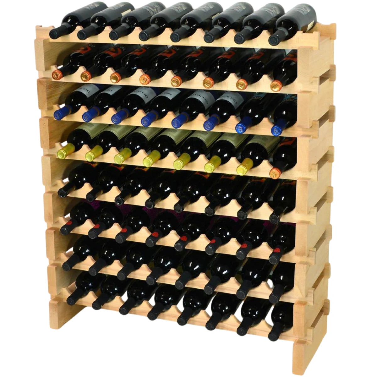 (8 Bottles Per Row) Beech Wood Modular Wine Holder Rack Stackable