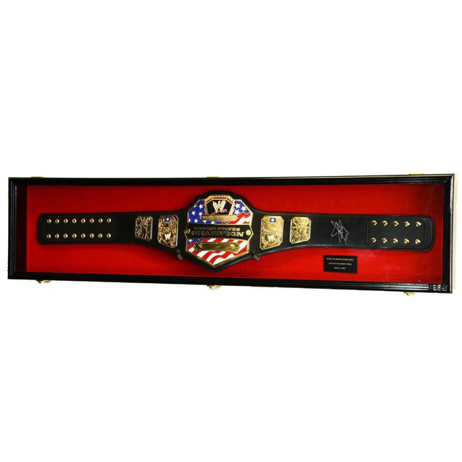 Wrestling Belt Display Case Cabinet (54") WWE UV Protection Black Wood