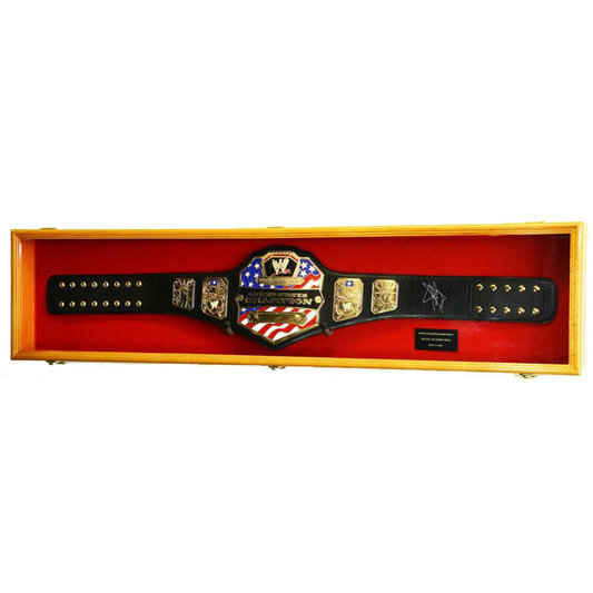 Wrestling Belt Display Case Cabinet (64") UV Protection WWE Oak Wood